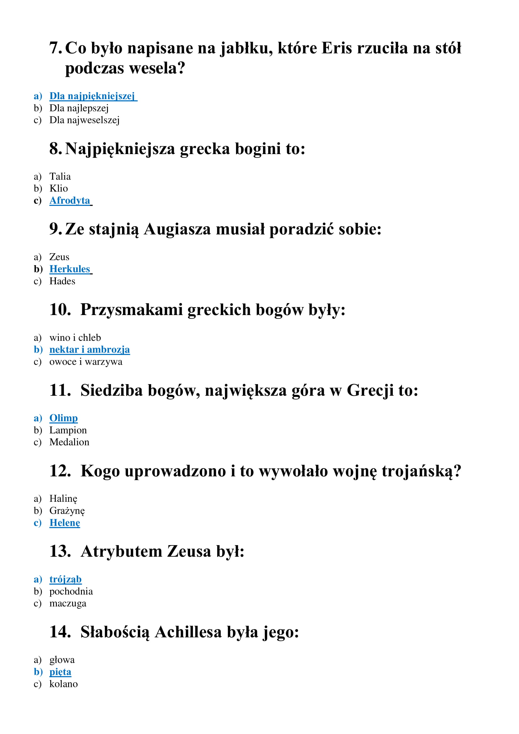 Quiz Starożytna Grecja Klasa 5 Testy Z Mitologii Greckiej Klasa 5 - Margaret Wiegel